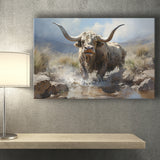 Highland Cow Longhorn Art Canvas Prints Wall Art Home Decor, Painting Canvas, Living Room Wall Decor