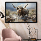 Highland Cow Longhorn Art Framed Canvas Prints Wall Art Home Decor, Painting Canvas, Floating Frame