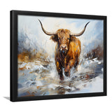 Highland Cow Portrait Oil Painting Framed Art Prints Wall Decor, Painting Art, Framed Picture