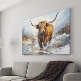 Highland Cow Portrait Oil Painting Canvas Prints Wall Art Home Decor, Painting Canvas, Living Room Wall Decor