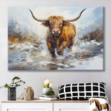 Highland Cow Portrait Oil Painting Canvas Prints Wall Art Home Decor, Painting Canvas, Living Room Wall Decor