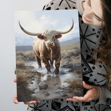 Highland Cow Portrait Painting Canvas Prints Wall Art Home Decor, Painting Canvas, Living Room Wall Decor
