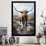 Highland Cow Portrait Painting Framed Art Prints Wall Decor, Painting Art, Framed Picture