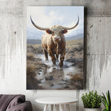 Highland Cow Portrait Painting Canvas Prints Wall Art Home Decor, Painting Canvas, Living Room Wall Decor