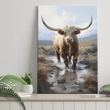 Highland Cow Portrait Painting Canvas Prints Wall Art Home Decor, Painting Canvas, Living Room Wall Decor