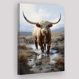 Highland Cow Portrait Painting Canvas Prints Wall Art Home Decor, Painting Canvas, Living Room Wall Decor