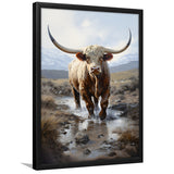 Highland Cow Portrait Painting Framed Art Prints Wall Decor, Painting Art, Framed Picture