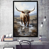 Highland Cow Portrait Painting Framed Art Prints Wall Decor, Painting Art, Framed Picture