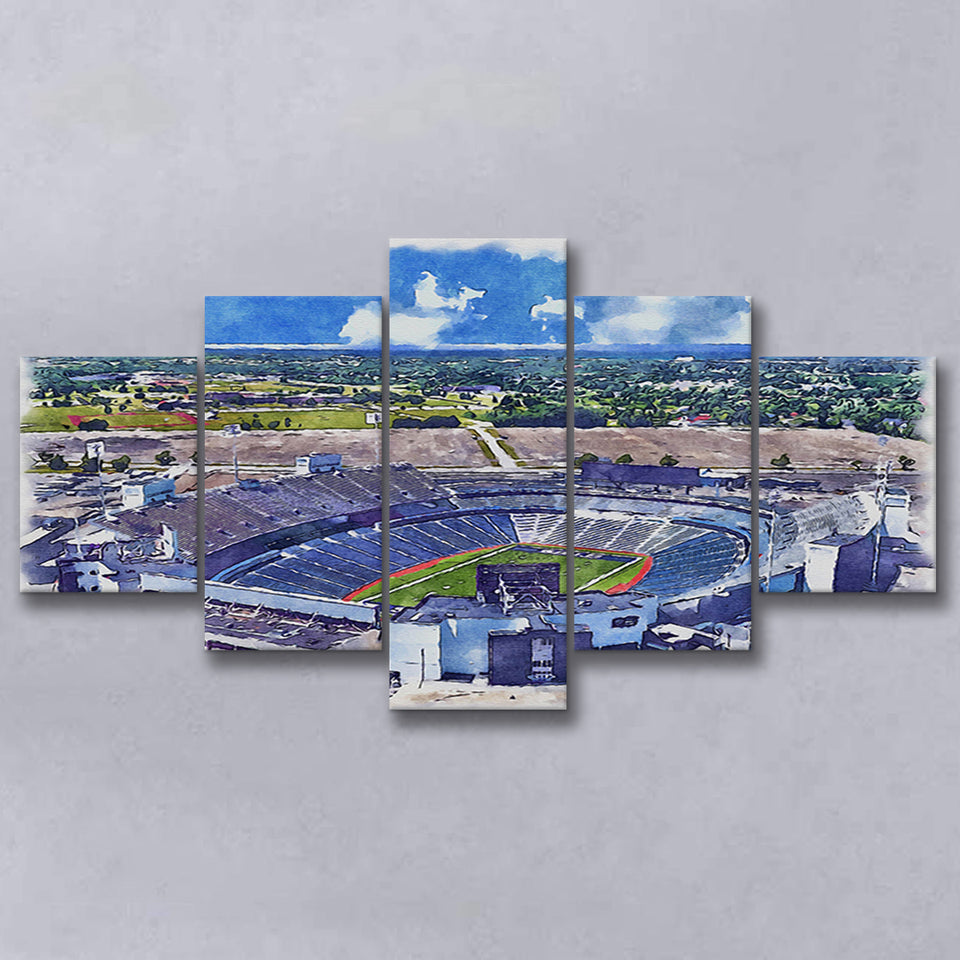 Highmark Stadium Bills Watercolor, 5 Pieces, Multi Panel Canvas Prints Wall Art Decor