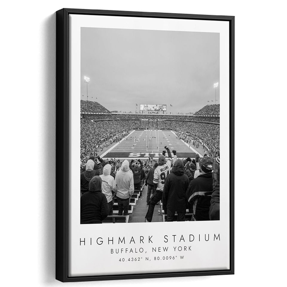 Highmark Stadium Buffalo Bills Football Lovers Black And White Art Framed Canvas Prints Wall Art Home Decor, Floating Frame