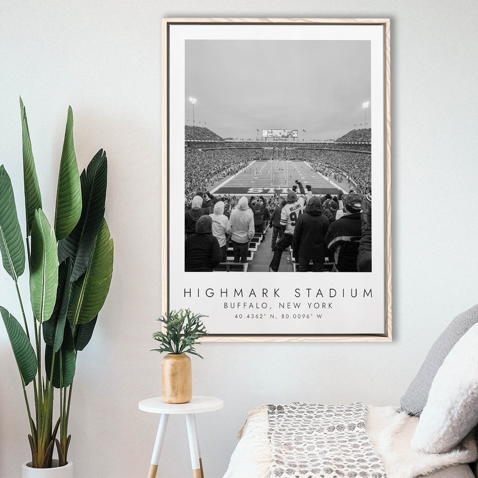 Highmark Stadium Buffalo Bills Football Lovers Black And White Art Framed Canvas Prints Wall Art Home Decor, Floating Frame