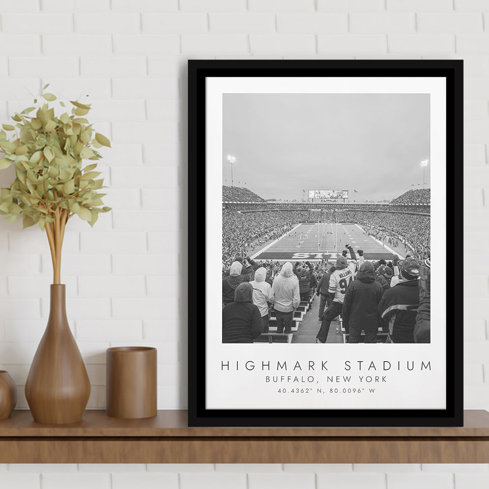 Highmark Stadium Buffalo Bills Football Lovers Black And White Art Framed Canvas Prints Wall Art Home Decor, Floating Frame