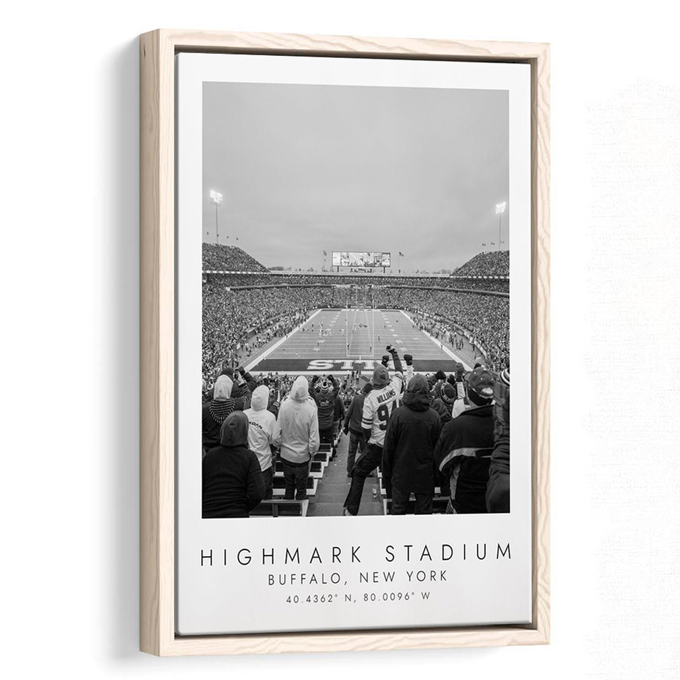 Highmark Stadium Buffalo Bills Football Lovers Black And White Art Framed Canvas Prints Wall Art Home Decor, Floating Frame