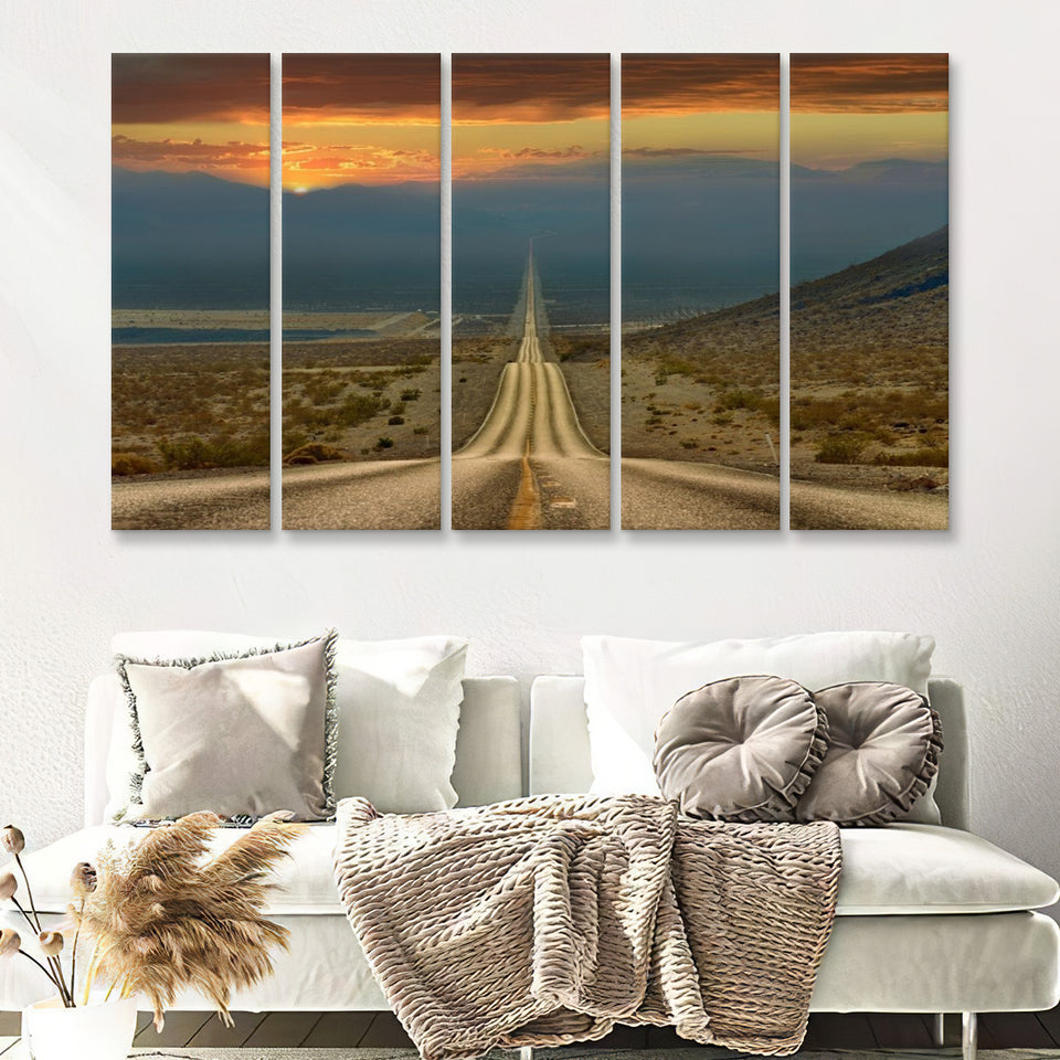 Highway Death Valley National Park 5 Pieces B Canvas Prints Wall Art - Painting Canvas, Multi Panels,5 Panel, Wall Decor