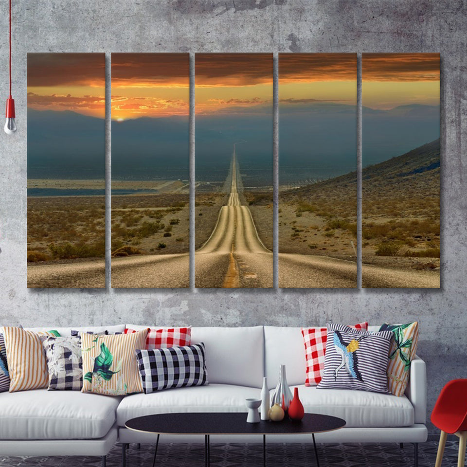 Highway Death Valley National Park 5 Pieces B Canvas Prints Wall Art - Painting Canvas, Multi Panels,5 Panel, Wall Decor