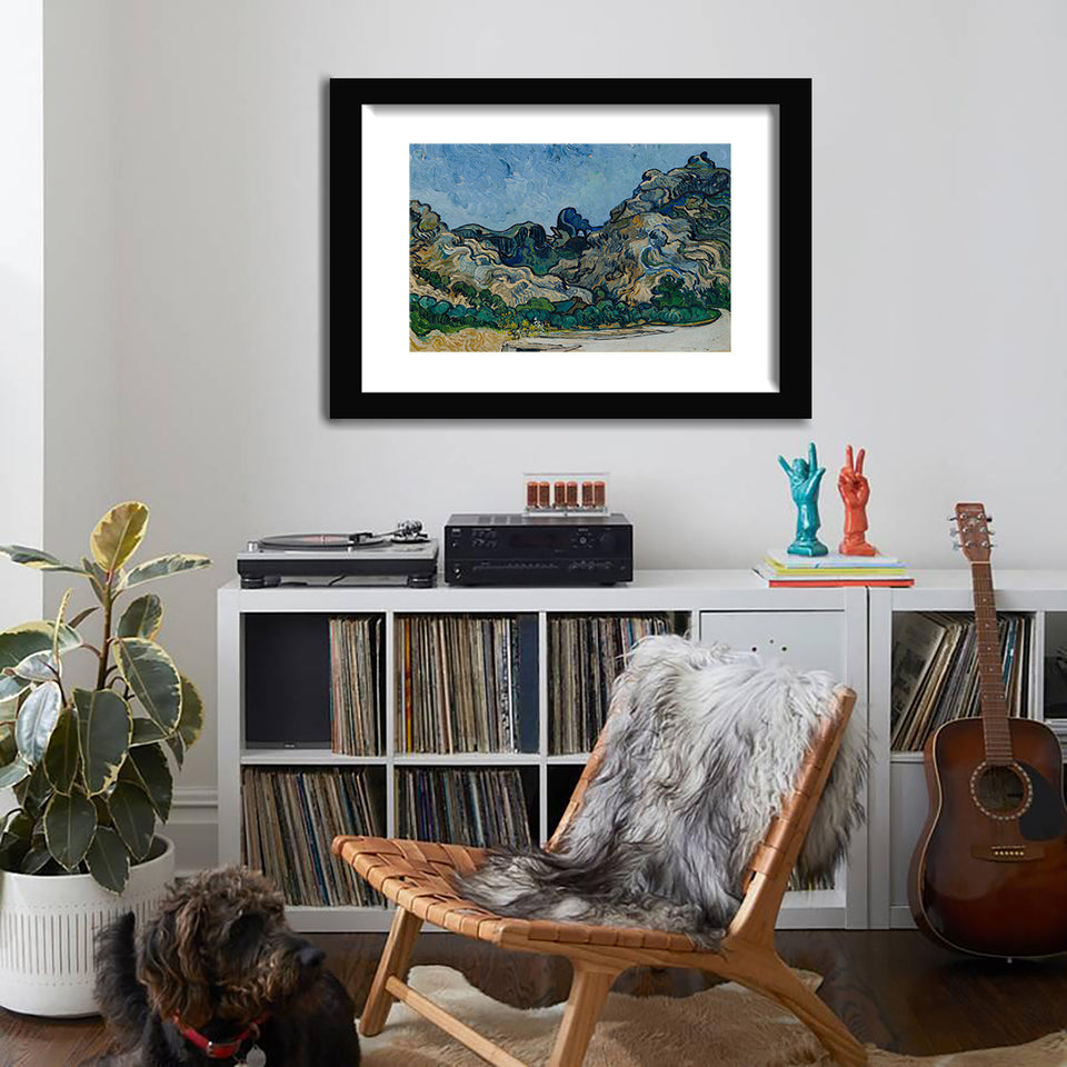 Hills Near Saint-Remy With A Dark House By Vincent Van Gogh-Canvas art,Art Print,Frame art,Plexiglass cover