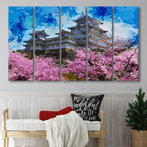 Himeji Castle 5 Piece B Canvas Prints Wall Art Decor, Multi Panels,Large Canvas, Home Decor