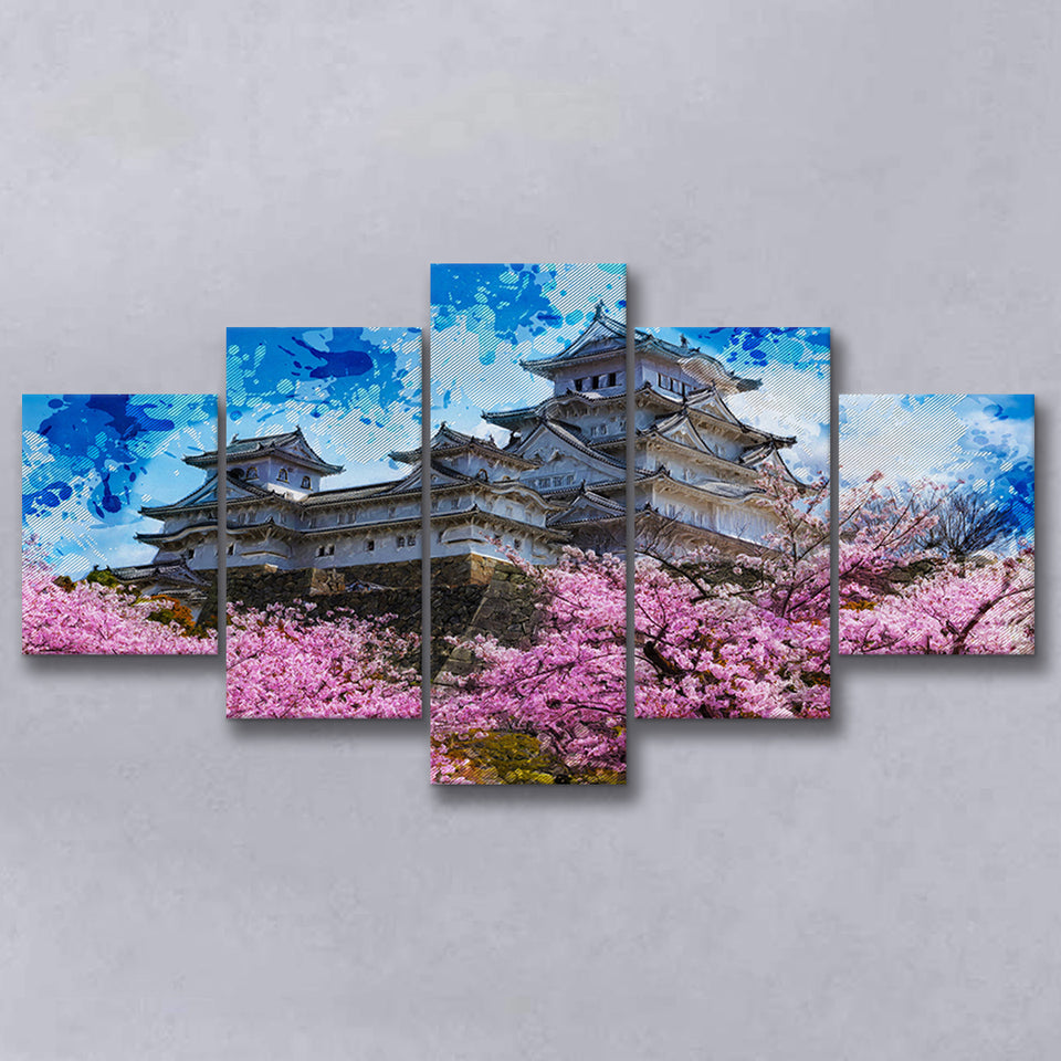 Himeji Castle 5 Pieces Canvas Prints Wall Art Decor - Painting Canvas, Mixed Canvas, Multi Panels