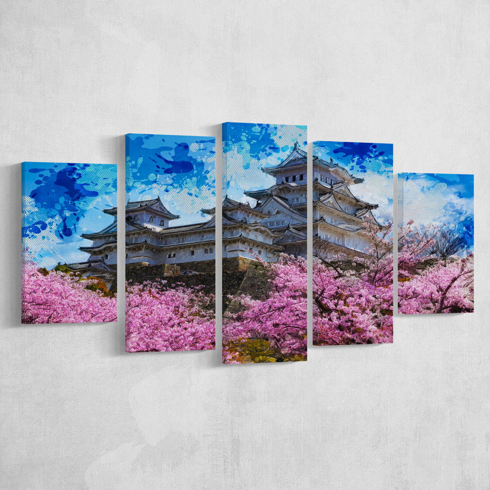 Himeji Castle 5 Pieces Canvas Prints Wall Art Decor - Painting Canvas, Mixed Canvas, Multi Panels