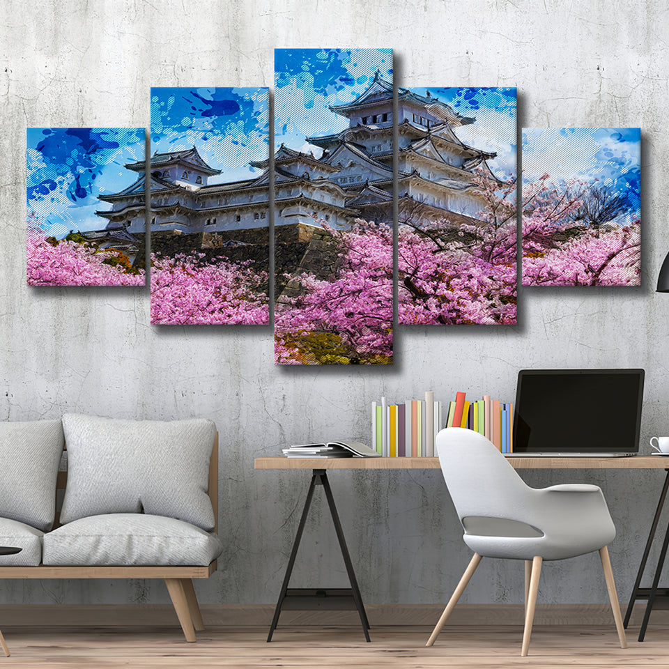 Himeji Castle 5 Pieces Canvas Prints Wall Art Decor - Painting Canvas, Mixed Canvas, Multi Panels