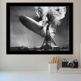 Hindenburg Disaster Black And White Print, Airship Crash Framed Art Prints, Wall Art,Home Decor,Framed Picture