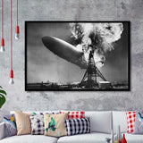 Hindenburg Disaster Black And White Print, Airship Crash Framed Art Prints, Wall Art,Home Decor,Framed Picture