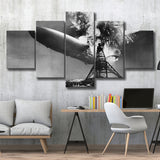 Hindenburg Disaster Black And White Print, Airship Crash 5 Panels, Canvas Prints Wall Art Decor, Large Canvas Art