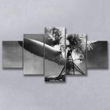 Hindenburg Disaster Black And White Print, Airship Crash 5 Panels, Canvas Prints Wall Art Decor, Large Canvas Art