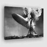 Hindenburg Disaster Black And White Print, Airship Crash Canvas Prints Wall Art Home Decor