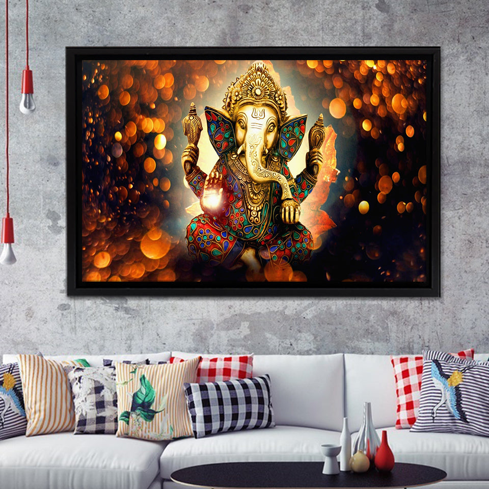 Hindu Lord Ganesha Framed Canvas Prints - Painting Canvas, Art Prints,  Wall Art, Home Decor, Prints for Sale
