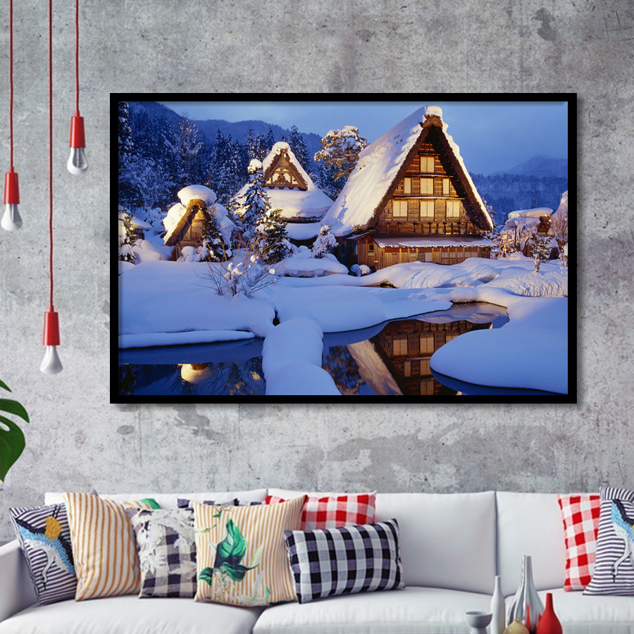 Historic Vill Of Shirakawa Go And Gokayama Framed Art Prints Wall Decor - Painting Prints, Wall Art, Framed Picture, Black Frame