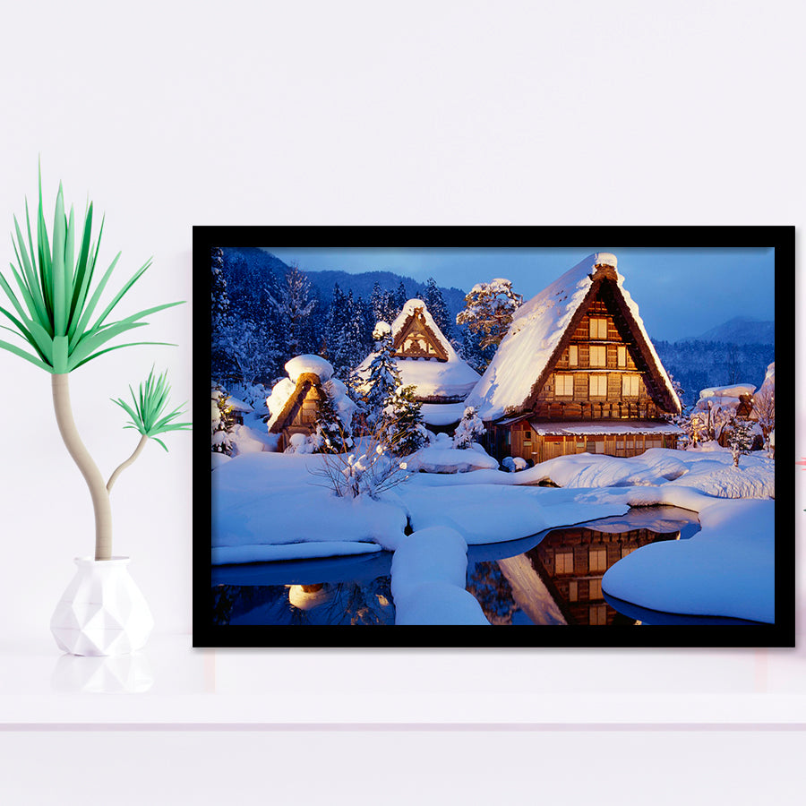 Historic Vill Of Shirakawa Go And Gokayama Framed Art Prints Wall Decor - Painting Prints, Wall Art, Framed Picture, Black Frame