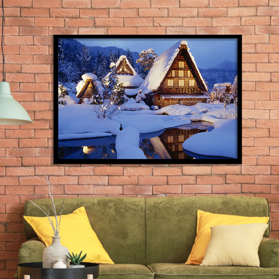 Historic Vill Of Shirakawa Go And Gokayama Framed Art Prints Wall Decor - Painting Prints, Wall Art, Framed Picture, Black Frame
