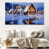 Historic Vill Of Shirakawa Go And Gokayama 5 Pieces B Canvas Prints Wall Art - Painting Canvas, Multi Panel, Wall Decor, Canvas Art