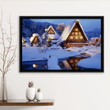 Historic Vill Of Shirakawa Go And Gokayama Framed Canvas Prints Wall Art - Painting Canvas, Wall Decor, Canvas Art, Floating Frame
