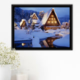 Historic Vill Of Shirakawa Go And Gokayama Framed Canvas Prints Wall Art - Painting Canvas, Wall Decor, Canvas Art, Floating Frame