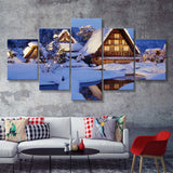 Historic Vill Of Shirakawa Go And Gokayama 5 Pieces Canvas Prints Wall Art - Painting Canvas, Multi Panel, Wall Decor, Canvas Art