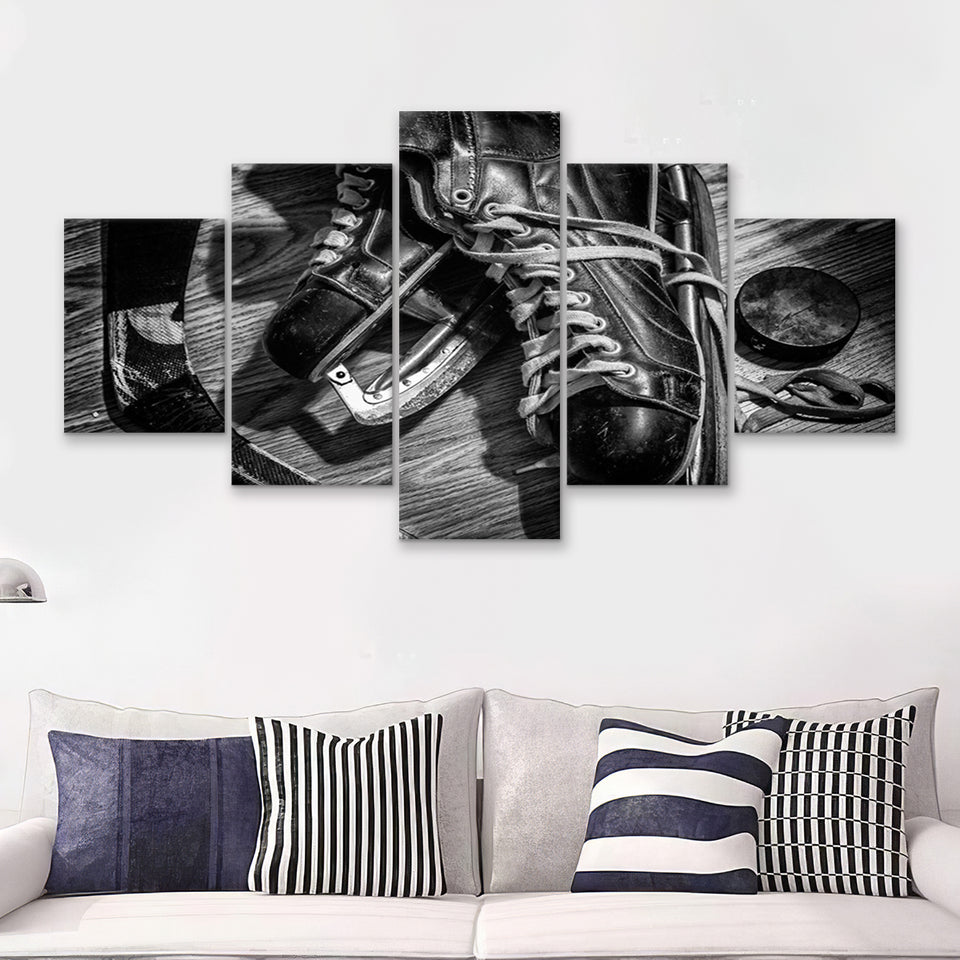 Hockey Equipment Cool 5 Piece Canvas Prints Wall Art Decor - Painting Canvas, Multi Panels