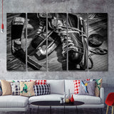 Hockey Equipment Cool 5 Piece B Canvas Prints Wall Art Decor - Painting Canvas, Multi Panels