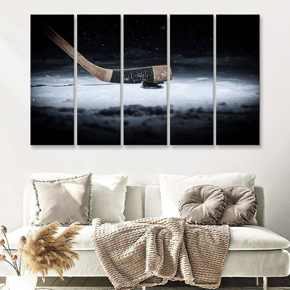Hockey Ready To Hang Canvas Print 5 Pieces Canvas Prints Wall Art - Painting Canvas, Multi Panels, Wall Decor