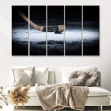 Hockey Ready To Hang Canvas Print 5 Pieces Canvas Prints Wall Art - Painting Canvas, Multi Panels, Wall Decor