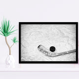 Hockey Stick and Hockey Puck Framed Art Prints Wall Decor - Painting Prints, Framed Picture, Home Decor