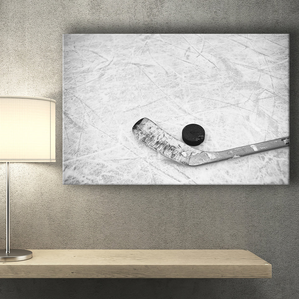 Hockey Stick and Hockey Puck Canvas Prints Wall Art Decor - Paiting Canvas, Art Prints, Wall Decor, For Sale