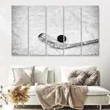 Hockey Stick and Hockey Puck 5 Piece B Canvas Prints Wall Art Decor - Painting Canvas, Multi Panels