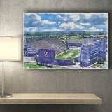 Hokies Football Stadium Lane Stadium Watercolor, Sport Art Prints Fan Gift, Canvas Prints Wall Art Decor