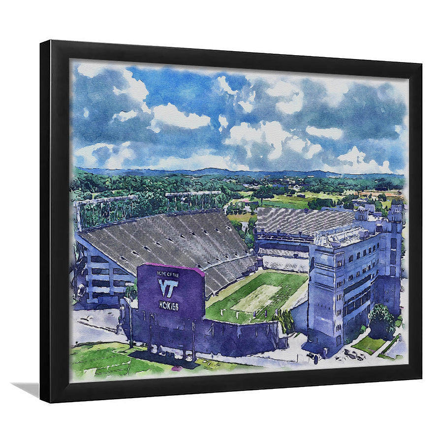 Hokies Football Stadium Lane Stadium Watercolor, Sport Prints Fan Gift, Framed Art Prints Wall Art Decor