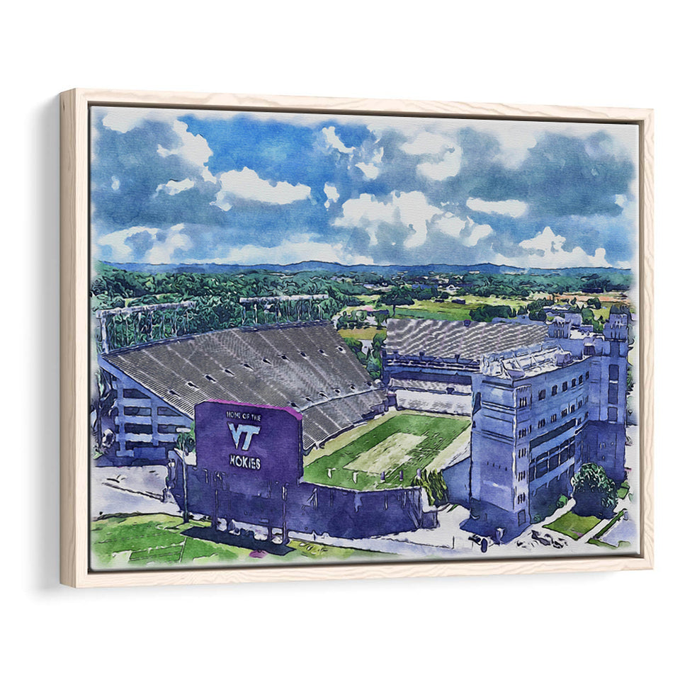 Hokies Football Stadium Lane Stadium Watercolor, Sport Art Prints Fan Gift, Framed Canvas Prints Wall Art Decor