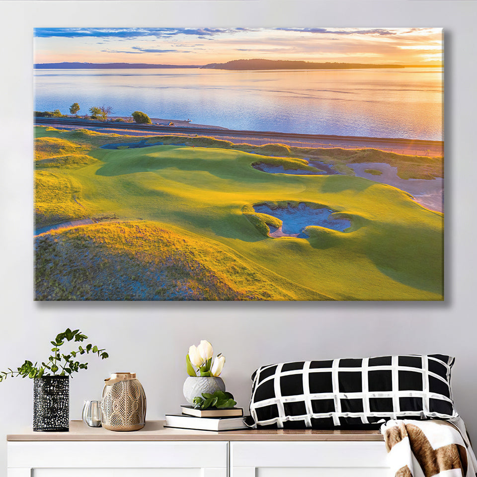 Hole 17, Chambers Bay Golf Course, Golf Art Print, Golf Lover, Canvas Prints Wall Art Decor