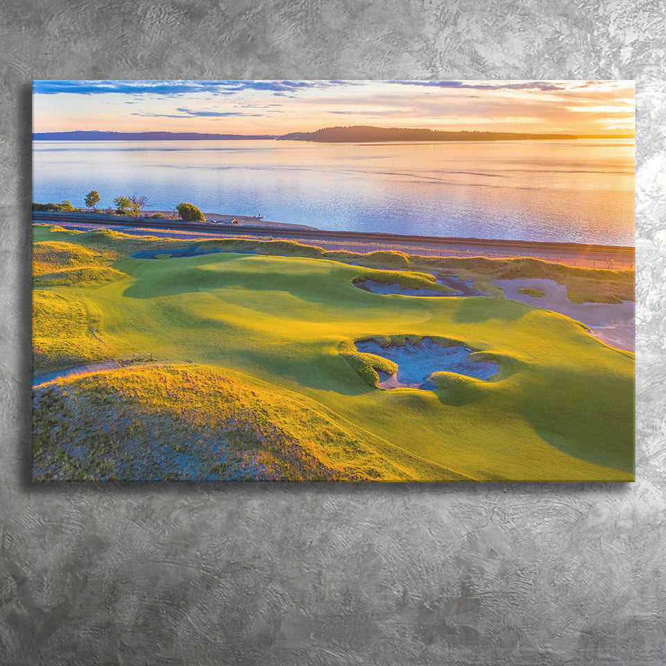 Hole 17, Chambers Bay Golf Course, Golf Art Print, Golf Lover, Canvas Prints Wall Art Decor