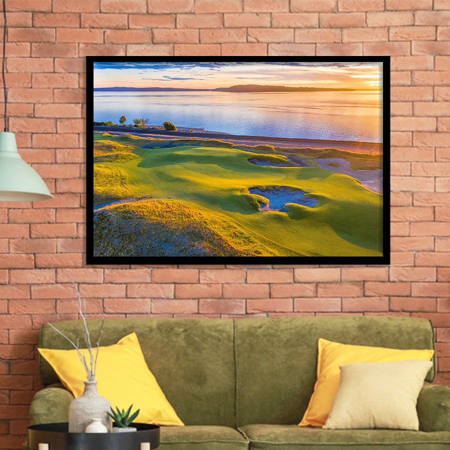 Hole 17, Chambers Bay Golf Course, Golf Sport Print, Golf Lover, Framed Art Prints Home Decor